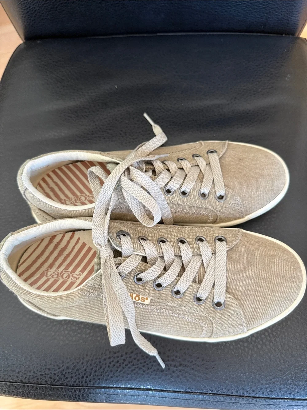 Taos Taupe Canvas Women's Lace-Up Sneakers - Casual Everyday Shoes